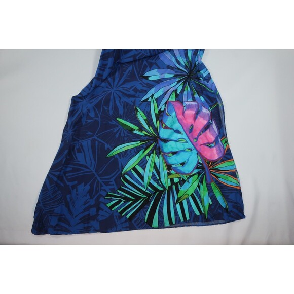 Desigual Tropical Midi Dress Size XL Zarautz Navy Ruffle Straps Side Slit - Picture 8 of 10